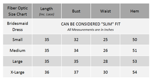 Fiber Optic Bridesmaid Dress Size Chart