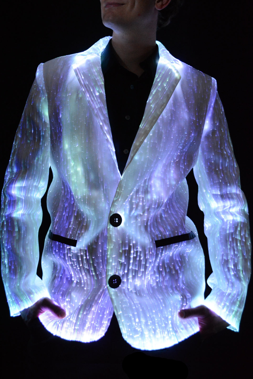 White Light Up Fiber Optic Jacket