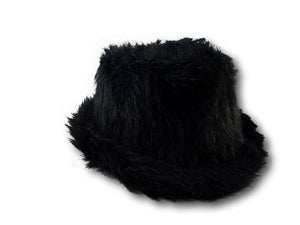 Black Faux Fur Fedora