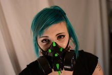 Light Up LED Curved Green Spike Gas Mask