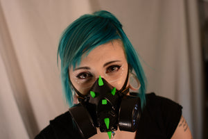 Light Up LED Curved Green Spike Gas Mask