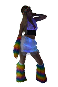LED Halter Top and LED Mini Skirt with Tail and Fluffies